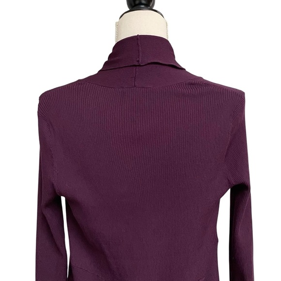 Express Purple Ribbed Open Front Long Cardigan Shawl Collar Size Small - Picture 9 of 13